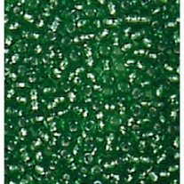 Glazen kraaltjes/borduurkraaltjes/rocailles met zilveren kern, 3,5 mm, 100 gram, groen