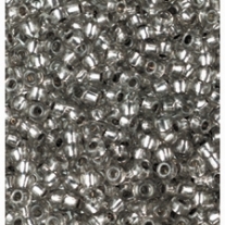 Glazen kraaltjes/borduurkraaltjes/rocailles met zilveren kern, 3,5 mm, 100 gram, grijs