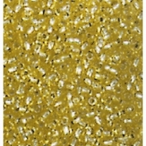 Glazen kraaltjes/borduurkraaltjes/rocailles met zilveren kern, 3,5 mm, 100 gram, goud