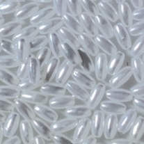 Waskralen/imitatieparels, 100st, olijfvormig 4x8mm, wit