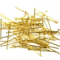NIetstiften/head pins, 45mm, 100 stuks, goud