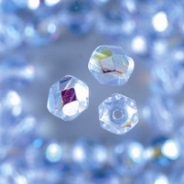 Glazen kralen/facetkralen, 6 mm, 50 stuks, lichtblauw