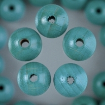 Houten kralen, rond, 10 mm, 53 stuks, turquoise