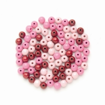 Houten kralen, rond, 10 mm, 47 stuks, rozemix