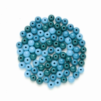 Houten kralen, rond, 10 mm, 47 stuks, turkooismix