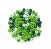 Houten kralen, rond, 10 mm, 47 stuks, groenmix