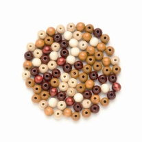 Houten kralen, rond, 10 mm, 47 stuks, bruinmix
