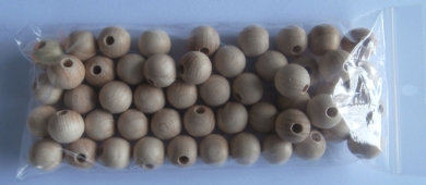 Blank houten kralen, rond, 15 mm, 50 stuks