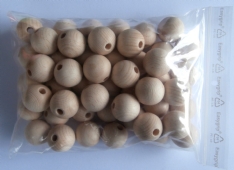 Blank houten kralen, rond, 20 mm, 50 stuks