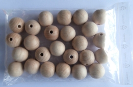 Blank houten kralen, rond, 25 mm, 50 stuks