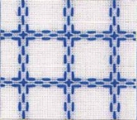 Beiersbont doorstopstof, 160 cm, wit-blauw