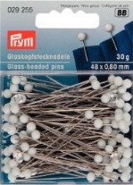 Glaskopspelden met witte knop 0,8mm 48mm 30 gram
