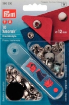 Anorak vernikkelde 4-delige drukknopen 12mm 10 st complete set