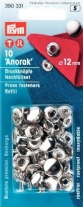 Anorak vernikkelde 4-delige drukknopen 12mm 10 st navulling