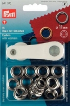 PRYM Zeildoekringen 2-delig 11mm 15 stuks vernikkeld