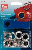 OP=OP PRYM Zeildoekringen 2-delig 14mm 10 stuks vernikkeld