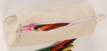 Canvas potloodetui met rits ongebleekt 20cm