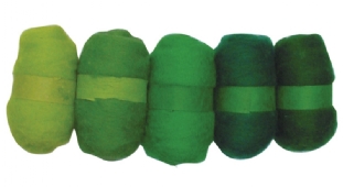 Bhedawol/schapenwol, 5x25gr, groentinten