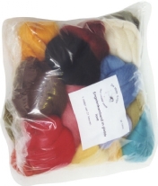 Viltwol/merino lontwol, assortiment van 15 kleuren a 1 m