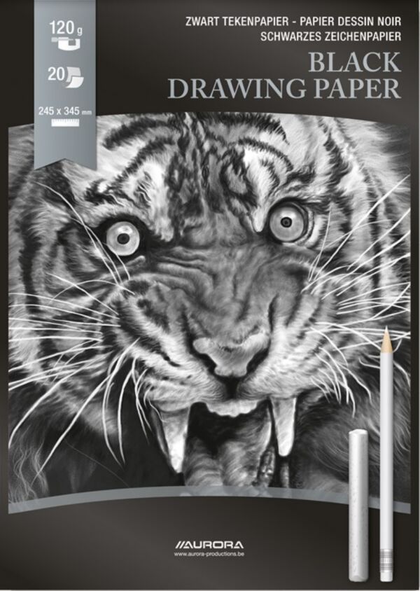 Tekenpapier, 120 g, 24.5x34.5cm, 20 vel, zwart