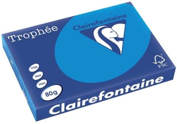 Clairfontaine trophee 80gr A4 500v caribbean blue