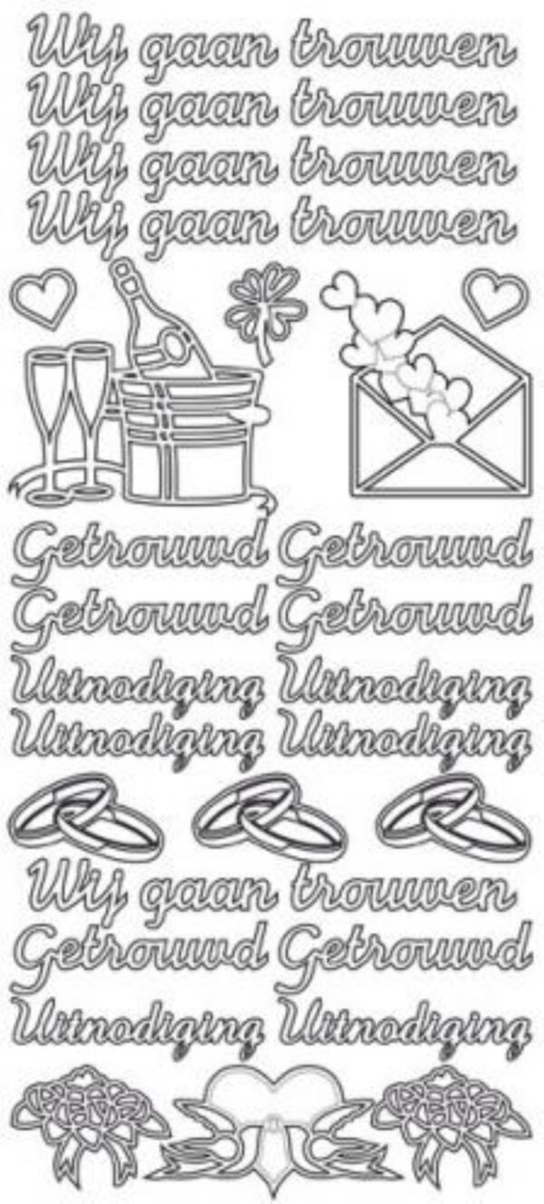 OP=OP Stickervel wij gaan trouwen/getrouwd/uitnodiging goud