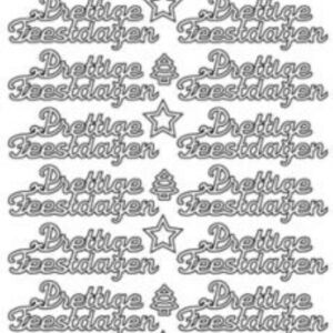 Stickervel prettige feestdagen zilver (groot)