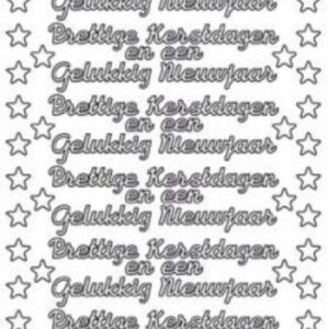 Stickervel prettige kerstdagen en een gelukkig nieuwjaar zilver