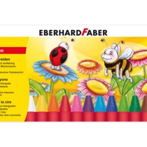 Waskrijt Eberhard Faber, driekantig, watervast, assortiment a 12 stuks