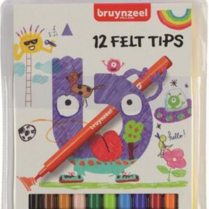 Bruynzeel Kids viltstiften, fijne punt, assortiment 12 st
