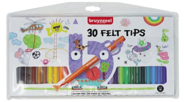 Bruynzeel Kids viltstiften, fijne punt, assortiment 30 st