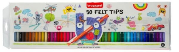 Bruynzeel Kids viltstiften, fijne punt, assortiment 50 st