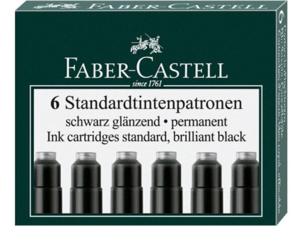 Faber Castell inktpatronen, 6 st, zwart