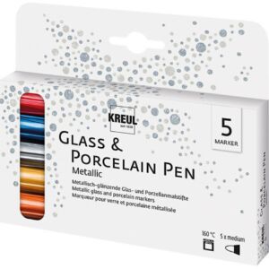 Porseleinstiften/Porselein metallic markers, assortiment 5 stuks