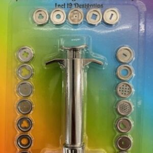 Metalen kleipersje / kleipistool, 10 cm, met 19 verschillende vormschijfjes