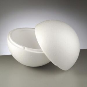 Styropor bal/piepschuim bal/tempex bal, tweedelig/hol, 15 cm