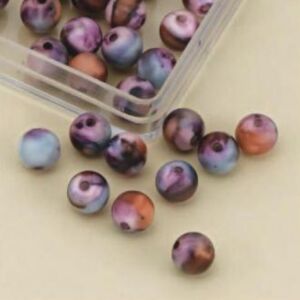 gemarmerde kunststof kralen 8mm 33 stuks fuchsia