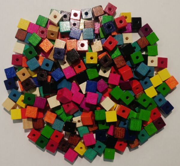 OP=OP Houten kralen, vierkant, 6 mm, 250 stuks, assortiment