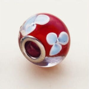 OP=OP Luenakraal, handgemaakte glaskraal met zilverkern, 10mm