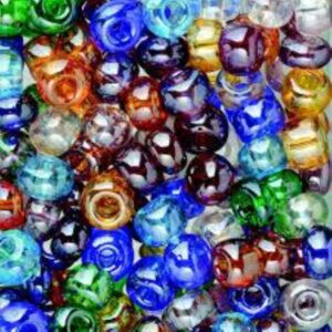 Glazen kralen/rocailles, 6 mm, 100 gram, transparant, assortiment