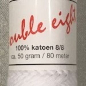 Cotton doubele eight 8/8, katoenen breigaren/haakgaren, 50 gram, wit