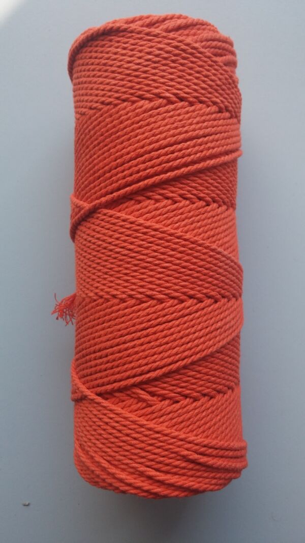 Macramegaren/macrametouw/katoenkoord, 2.5mm, 75 meter oranje