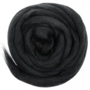 Viltwol/merino lontwol, 50 gram, zwart