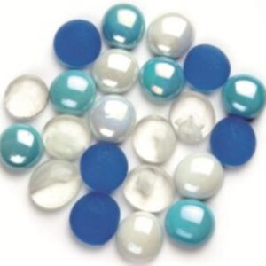 Glasnuggets, 20mm, 200 gram, mix blauw-wit