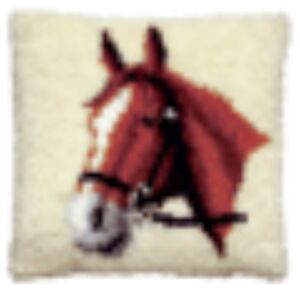 Kussenpakket in knooptechniek, 40x40cm, paardenhoofd