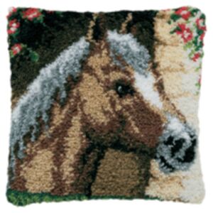 Kussenpakket in knooptechniek, 40x40cm, paardenhoofd