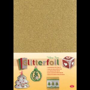 Zelfklevend glitterfolie, A4, goud, 4 vel