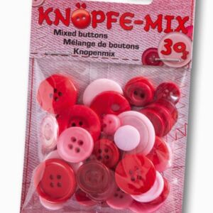 Kunststof knopen, 30 gram, kleurenmix rood
