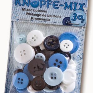 Kunststof knopen, 30 gram, kleurenmix blauw