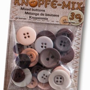 Kunststof knopen, 30 gram, kleurenmix bruin